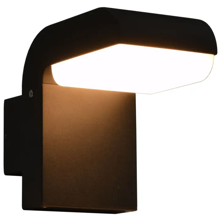 vidaXL Lámpara LED de pared para jardín ovalada negra 9 W - 1