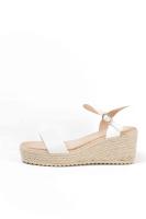 Lyla Wang sandalias doradas con cuña de esparto diseño trenzado y elegante cierre perfectas para el verano - details 14