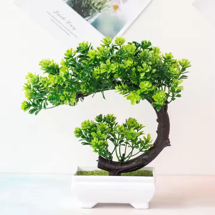 Arbolito De Bonsái Artificial En Maceta Simulación Planta Artificial Para Decoración De Escritorio Y Hogar Material Plástico - 1