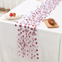 Corredor De Mesa Tema Fresa Cumpleaños Decoración Fresa Fiesta Baby Shower Suministros De Fiesta Voile Material Medida Individual - details 7