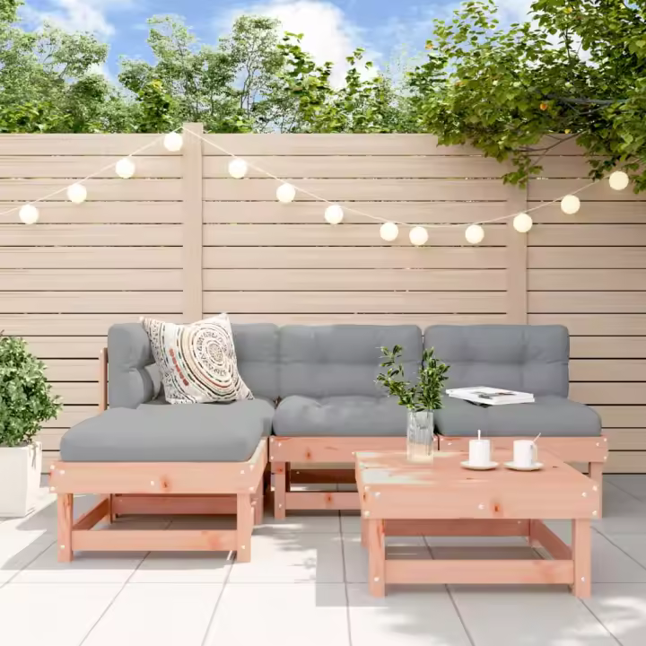 vidaXL Juego de sofás de jardín 5 pzas madera maciza de abeto Douglas - 1