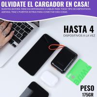 Bateria Externa Carga Rapida 10.000mAh, Marca NFMAXONE- Power Bank Carga Rápida con Salida USB y USB C, Batería Portatil para iPhone con Cables, Powerbank Compatible con Samsung Huawei iPad Macbook Smarphones NF6 - details 0