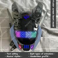 Máscara De Cosplay Punk Cyberpop Con Luz Y Pantalla De Subtítulos Rolling Mecha Soldado Tecnología Control Por App Regalo De Navidad Para Hombres Y Mujeres - details 20