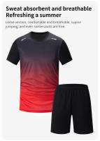 Conjunto Deportivo Para Hombres Verano 2/4 Piezas Camiseta Corta De Color Gradiente Y Shorts Elasticos Para Correr Y Fitness Estilo Casual - details 3