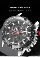 Reloj De Pulsera LIGE Para Hombres Azul Deportivo Y Militar De Lujo Con Grande Dial Cronógrafo Resistente Al Agua Cuarzo Reloj De Mano Luz Técnica De Silicona - details 4