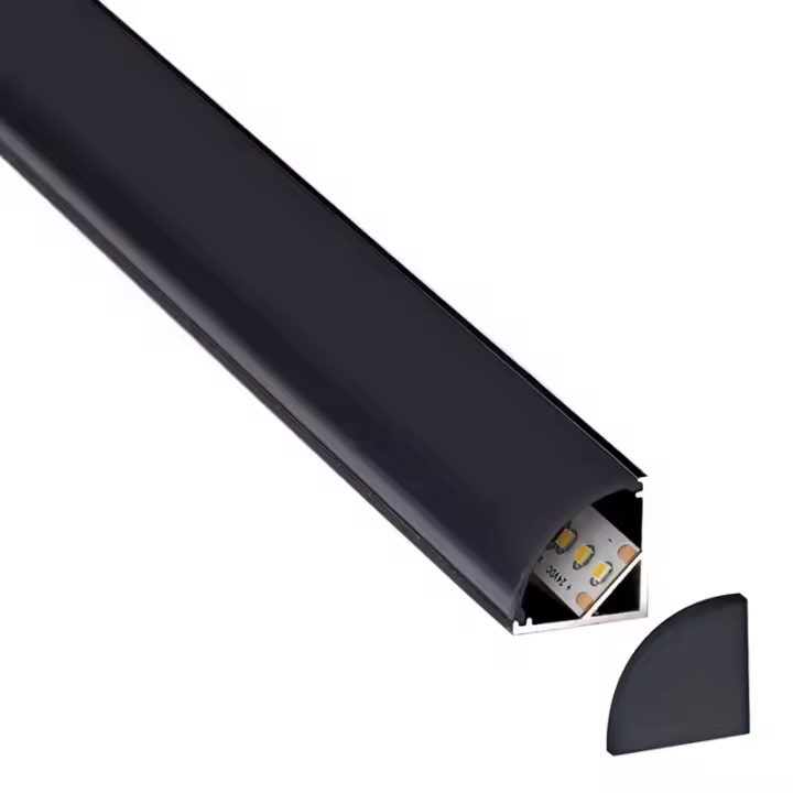 LEDBOX KIT - Perfil aluminio KORK-mini para tiras LED, 1 metro, negro. Perfiles para tiras LED, Perfiles para esquinas - 1
