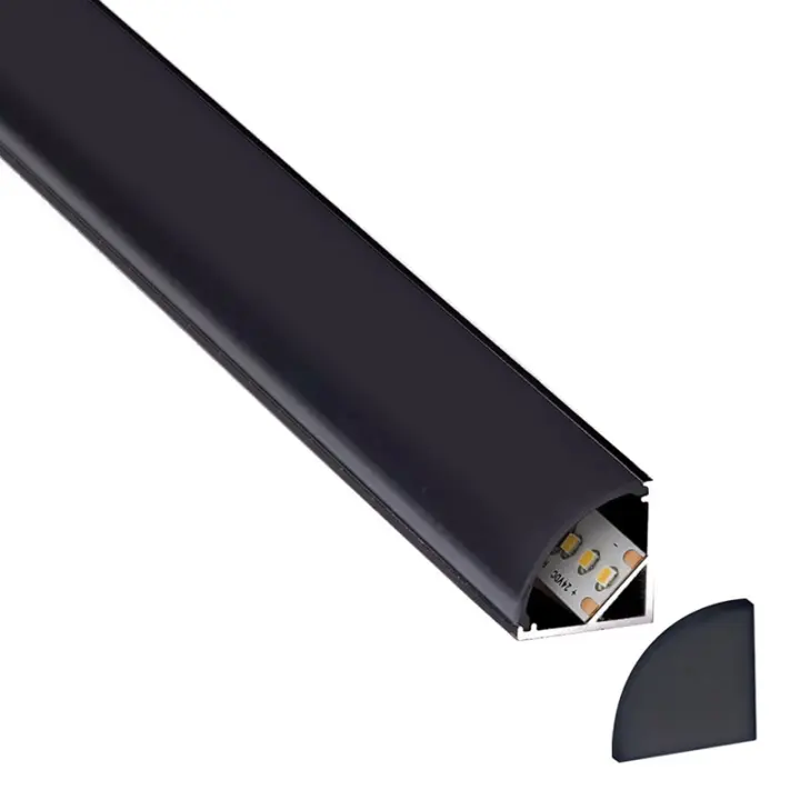 LEDBOX KIT - Perfil aluminio KORK-mini para tiras LED, 1 metro, negro. Perfiles para tiras LED, Perfiles para esquinas - 1