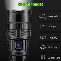 Linterna Táctica Ultra Brillante 9900000LM Con Batería Integrada Luz De Emergencia 5km 1500W Más Potente Linterna LED Resistente Al Choque - details 2
