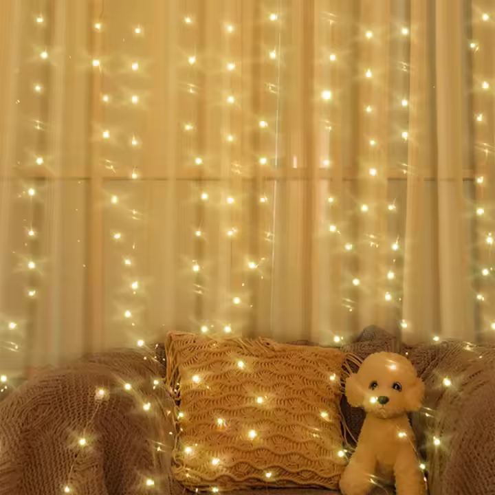 1 Pack De Luces De Cobre LED 2x2M Para Ventanas Con 20 Clips Y Luz De Batería Para Decoración De Fiesta Navidad Y Bodas - 1