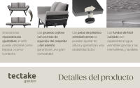 Tectake - Sofá lounge de ratán SINTRA, reposabrazos ajustables, 2 en 1, Sofá de poliratán con reposabrazos abatibles, Conjunto cómodo con cojín de asiento grueso, con cierre de velcro, y cojines de respaldo suaves, Poliratán de alta calidad, resaldo suave - details 3