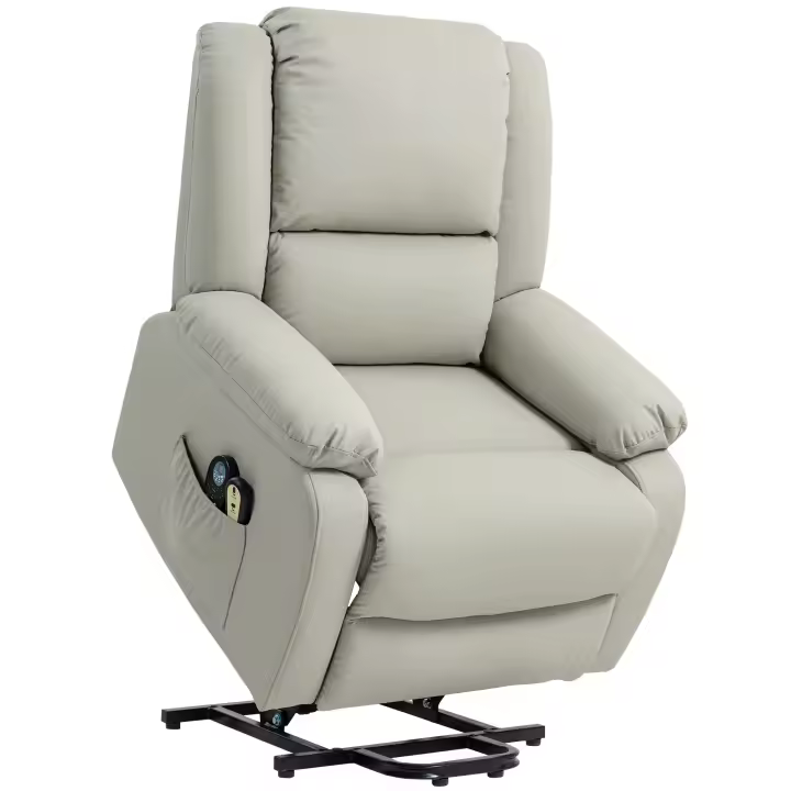 HOMCOM Sillón Relax Levanta Personas Eléctrico Sillón Elevador con 8 Punto de Masaje Sillón Eléctrico Reclinable con Función de Calentamiento 2 Controles Remotos y Bolsillo Lateral - 1