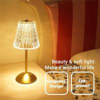 Lámpara De Mesa Recargable De Cristal Con Luz Nocturna 3 Colores Ajustables LED Táctil Portátil Para Dormitorio Y Sala De Estar - details 18