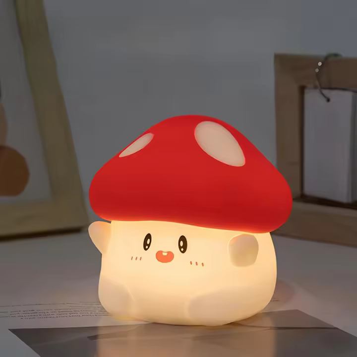 Luz de noche para niños - Luz de noche con forma de hongo - Luz de noche - Luz de noche para bebés - Luz de noche LED suave - Recargable - Control táctil - Regulable - 1