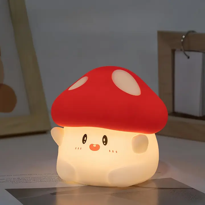 Luz de noche para niños - Luz de noche con forma de hongo - Luz de noche - Luz de noche para bebés - Luz de noche LED suave - Recargable - Control táctil - Regulable - 1