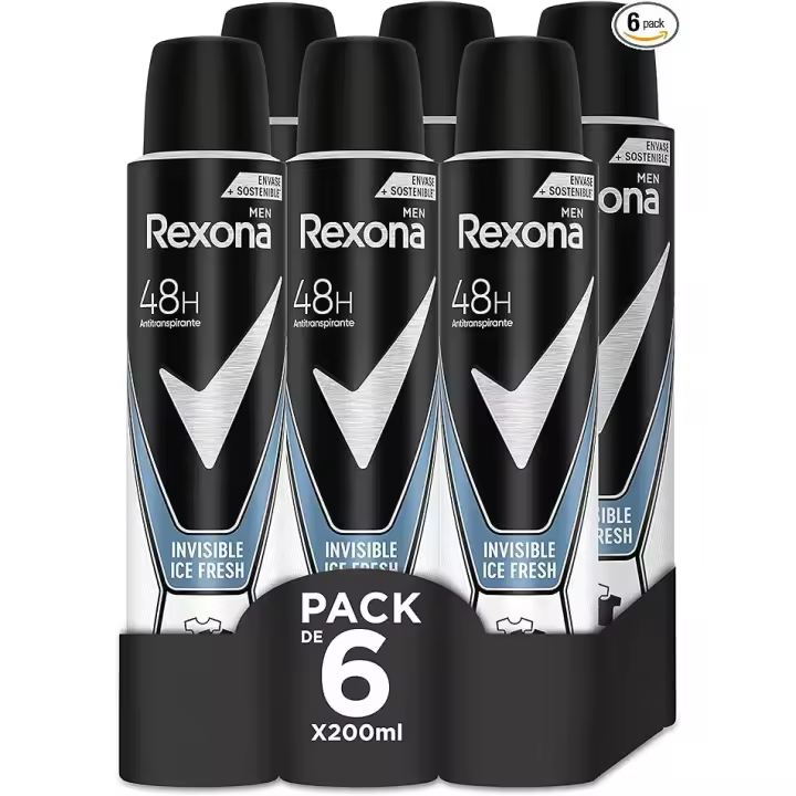 Rexona Men Desodorante Antitranspirante Invisible Ice 200ml - Pack de 6【ROUA】 - 1