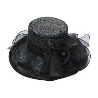 Sombrero De Flores Para Mujer Organza Gran Borde Para Bodas Y Té En La Iglesia Sombrero De Sol Casual De Polyester Floral - details 1