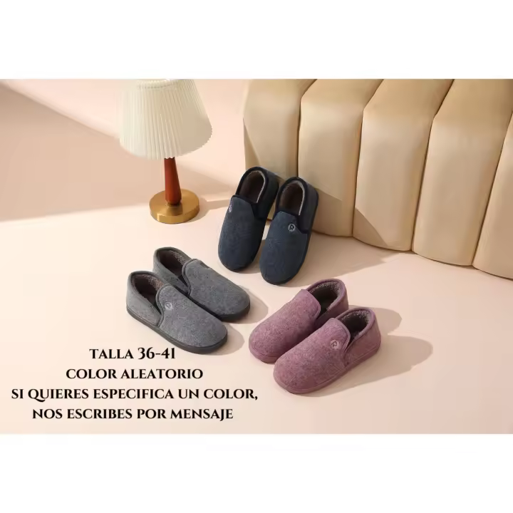 Zapatillas Casa Hombre Mujer Invierno talla 36-46 ,forro interior de polar acogedor ,pantuflas de casa cerradas con suela de goma antideslizante ,zapatillas de casa hombres y mujer calido,color aleatorio,si quieres algun color concreto nos escribes - 1