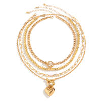 Collar Gargantilla Punk Multicapa Con Pendiente De Corazón Para Mujer Joyería De Fiesta Boda Para Niñas Cadenas De Enlace De Acrílico - details 9