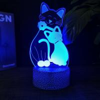 Lámpara De Noche LED 3D Ilusión De Queso Gato 16 Colores Auto Gradiente Con Interruptor Táctil Y USB Regalo Para Niños - details 11