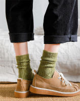 Calcetines De Invierno Para Mujer Color Sólido Cálidos Y Gruesos Calcetines Largos De Lana Estilo Japonés Moda Transpirables - details 5