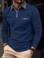 Camisa Polo Hombre Primavera Otoño Con Cierre De Cremallera Y Bolsillo Estilo Casual Deportivo Y Libre Para Viajes Material Poliéster Transpirable - details 1