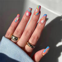 Juego De 24 Piezas De Uñas Postizas Ovaladas Con Dibujos Animados Adornos De Uñas Postizas Acrílicas Cubierta Total De Uñas Falsas Para Oficina Y Fiestas - details 6