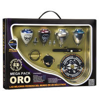 Pack 4 Peonzas Mega Pack Oro Neon, Incluye Pegasus, Jupiter, Neptuno, Brillan en Oscuridad 41x30cm, Maletín Trompos Space, Juguete Trompos de Batalla para Niños, Regalo Cumpleaños, Navidad, Reyes - details 2