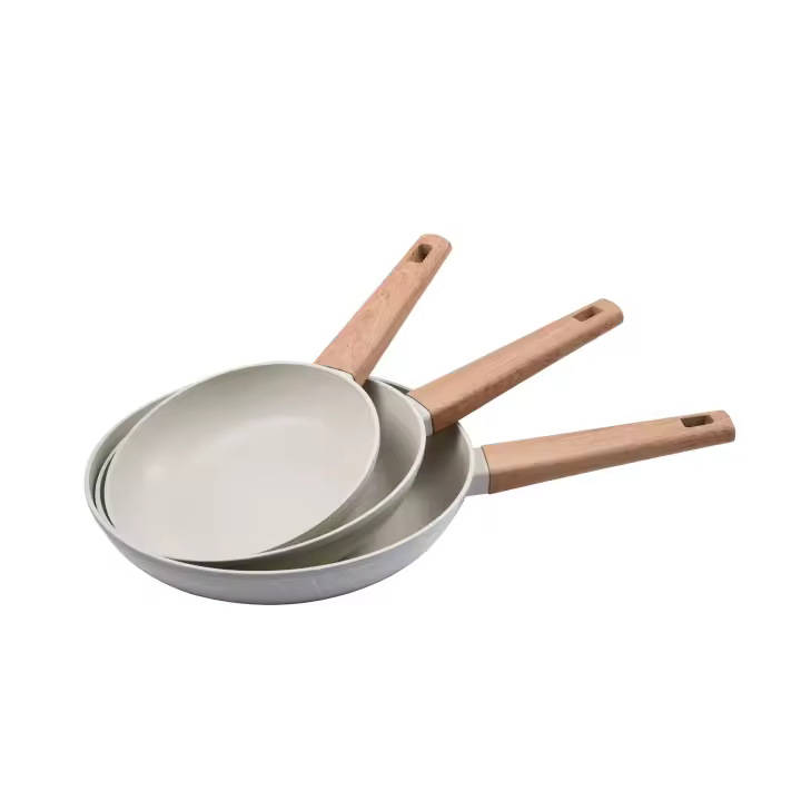 Juego de Sartenes de Aluminio Forjado de 18/22/26 (BLANCAS) o Ø20Ø24Ø28cm (NEGRAS) con Mango Ergonómico y Antiadherente sin PFOA, Apto para Todo Tipo de Hornillas - San Ignacio - 1