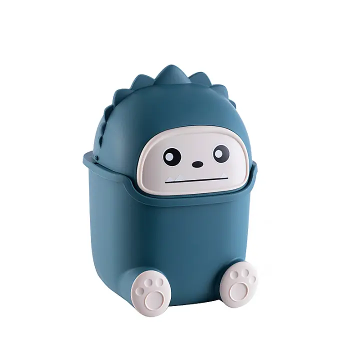 Small Desktop Trash Can Cartoon Style Mini Household Table Waste Bin Plastic Material Eco-friendly Home Organization - 1