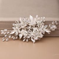 Diadema De Perla Y Cristal Flor Y Hoja Para Novia Accesorios De Cabello De Boda Tiara Combinado Con Peine Para Mujer Joyería De Moda - details 1