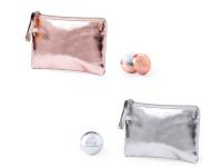 Lote de 20 monederos de polipiel y bálsamo de labios redondo aroma vainilla en oro rosa y plata - regalos para invitadas de boda comuniones bautizos aniversarios cierre de cremallera y tirador a juego regalos originales para invitadas - details 3
