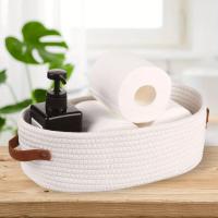 Cesta De Almacenamiento Oval Tejida Para Baño Organizador De Escritorio Multifuncional Porta Papel Toalla De Toilette Caja De Almacenamiento Para Juguetes - details 0