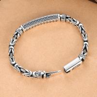 Pulsera De Moda Para Hombres En Color Plata Con Patrón De Paz Y Cierre De Llave Estilo Retro Hipster Accesorio De Regalo - details 2