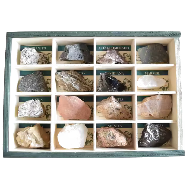 Minerales y Fósiles Nano Colección de 16 Rocas didácticas - 1