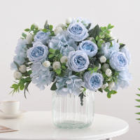 1 Rama De Flores Artificiales Peonía Para Decoración Silken Rosa Falsa De Plástico Centro De Mesa Para El Hogar Flores Falsas Para Bodas - details 8