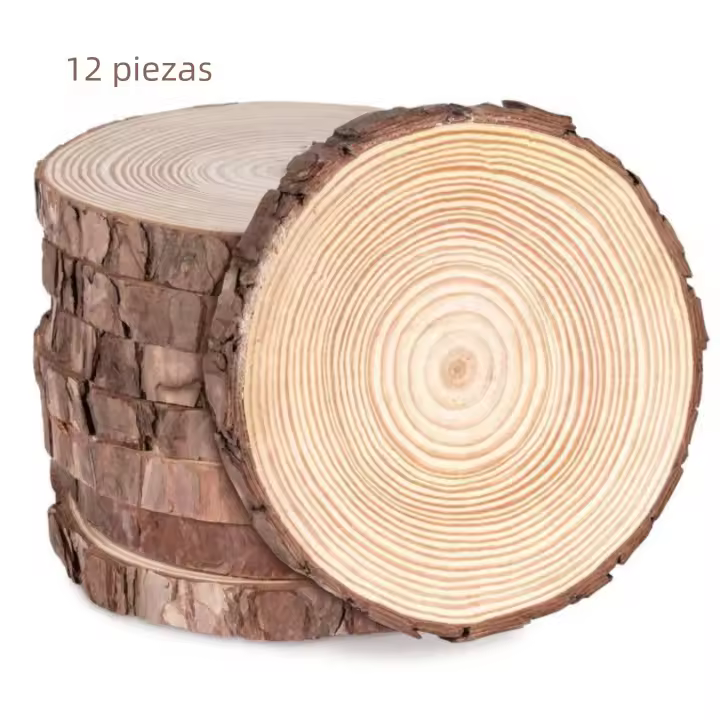 12pcs Cortes De Madera De Pino Grueso Redondos De Madera Para Decoración De Fiesta De Cumpleaños Boda Aniversario Regalo Perfecto Para Madre's Day - 1