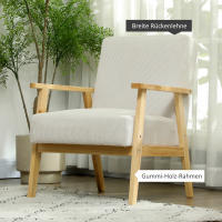 Sillón con brazos, patitos de madera, Sillón tapizado, look Pana, sillón reclinable salón, dormitorio, crema blanco - details 3