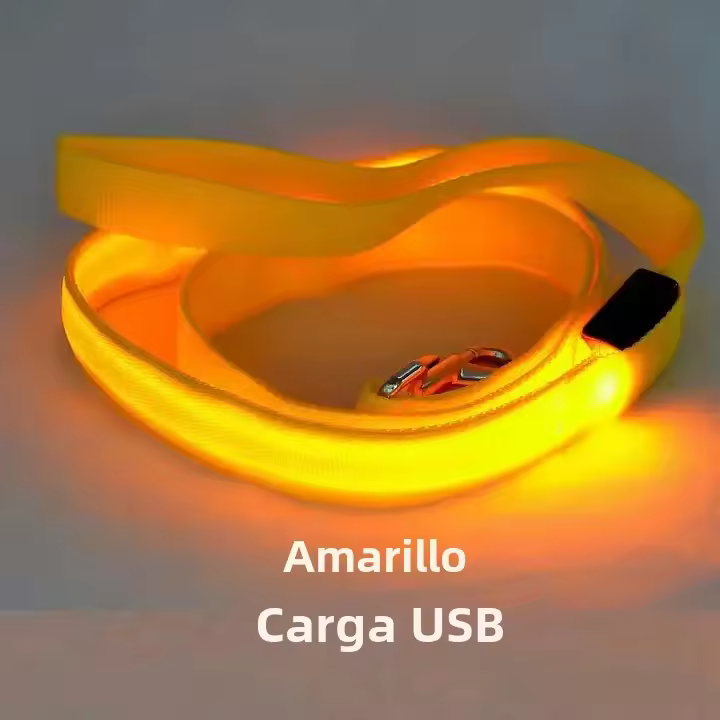 Correa De Perro LED Brillante Para Seguridad Con Fluorescencia Y Relámpago Correa De Nylon Para Todas Las Etapas De Vida Del Perro Tamaño L:120cm W:2.5cm Accesorios Electrónicos Para Mascotas - 1