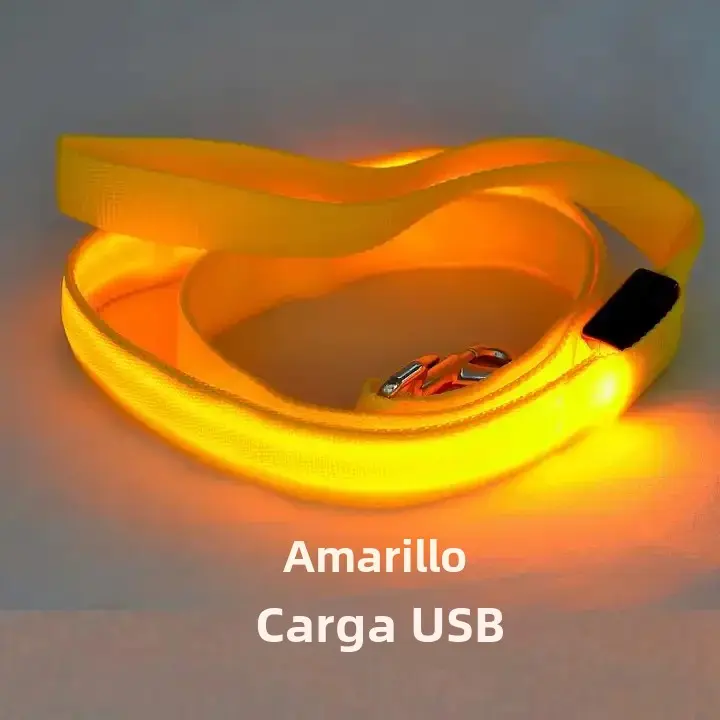 Correa De Perro LED Brillante Para Seguridad Con Fluorescencia Y Relámpago Correa De Nylon Para Todas Las Etapas De Vida Del Perro Tamaño L:120cm W:2.5cm Accesorios Electrónicos Para Mascotas - 1