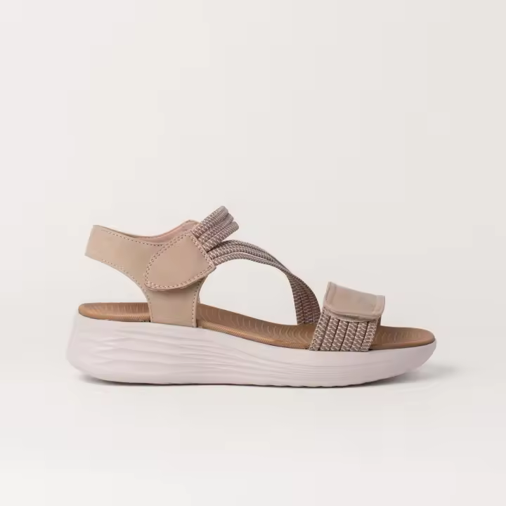 Mysoft 24M362 Sandalias con cuña de mujer  beige en textil y sintético 24M362 - 1