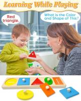 Juguete Educativo Montessori De Madera Para Bebés Tablero De Aprendizaje De Colores Y Formas Juego De Rompecabezas Para El Desarrollo Motor Fine - details 1