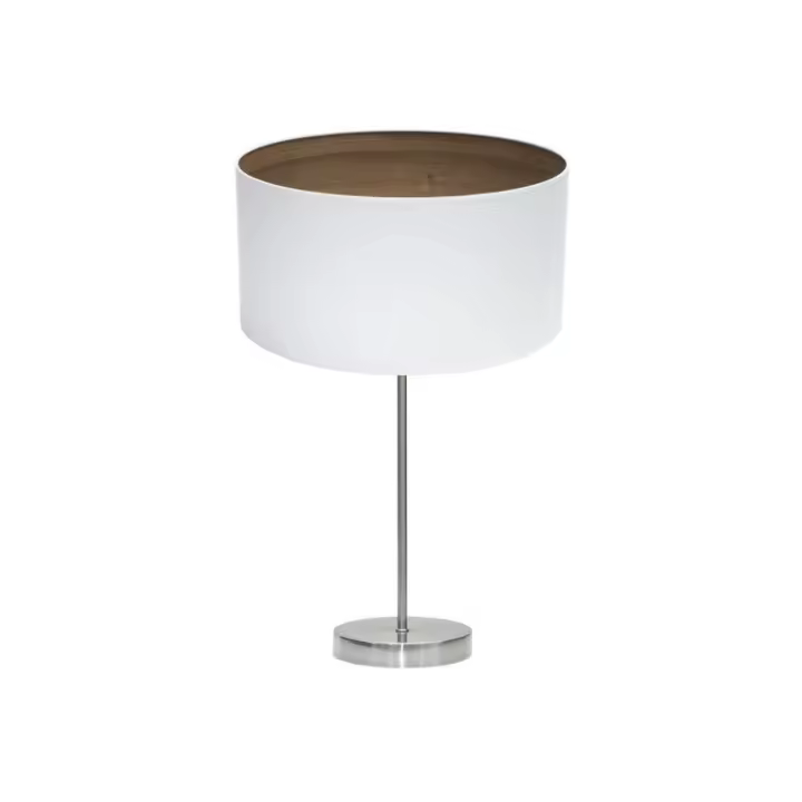 Fabrilamp - Sobremesa Tatiana 1xe27 Niquel/blanco-mad.Oscura 63x30x30 Cm - 1