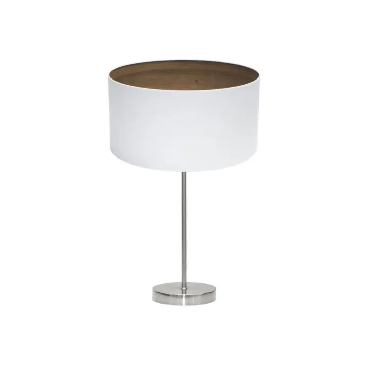 Fabrilamp - Sobremesa Tatiana 1xe27 Niquel/blanco-mad.Oscura 63x30x30 Cm - 1