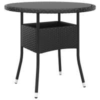 vidaXL Mesa de jardín vidrio templado ratán sintético Ø80x75 cm en color Marrón/Beige/Gris y más | estructura resistente ideal para salón dormitorio o estudio - details 3