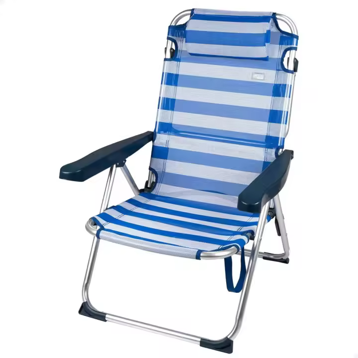 Aktive Silla De Playa Y Tumbona Plegable Con Rayas Y Cojín 2 En 1 - 1