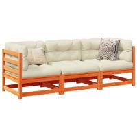 vidaXL Juego de sofás de jardín 3 piezas madera maciza de pino en color Pino natural/Marrón cera - details 1