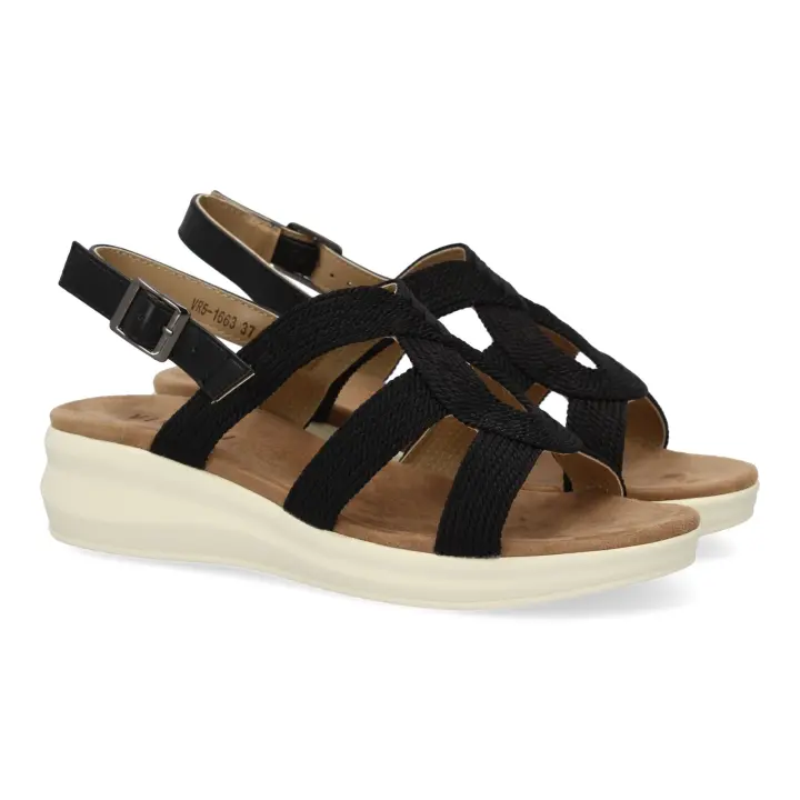 PuntoSalao Sandalias planas cómodas para mujer color negro VR5-1663 - 1