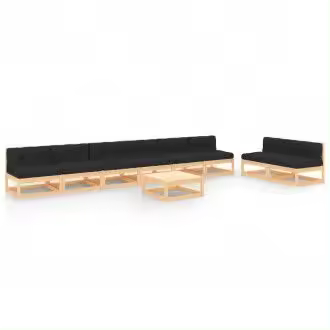 VIDAXL 3083748 conjunto de muebles para jardín de madera de pino con cojines color antracita vida xl - 1