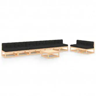 VIDAXL 3083748 conjunto de muebles para jardín de madera de pino con cojines color antracita vida xl - 1