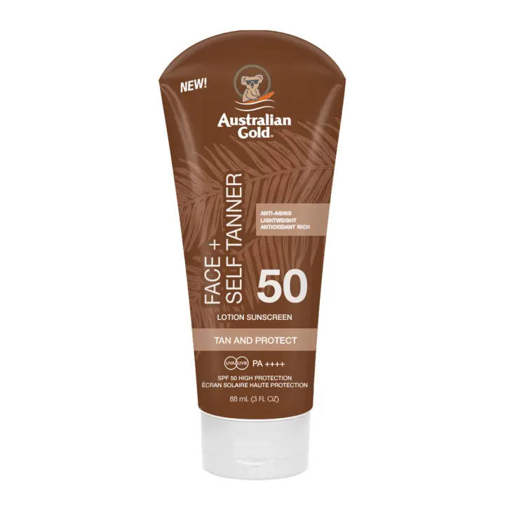 Australian Gold SPF 50 FACE WITH SELF TANNER, protector facial con color 88ml - 1
